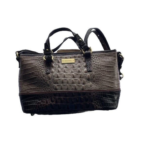 Brahmin Mercury Crescent Textured Leather Medium Asher Satchel Bag Purse - Picture 1 of 16